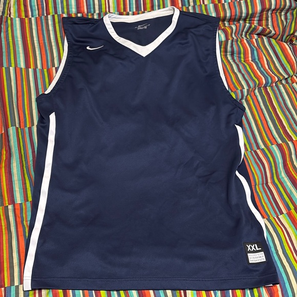 Nike mesh jersey blue white size 2 XL super nice dry fit V-neck fast shipping - Picture 1 of 14